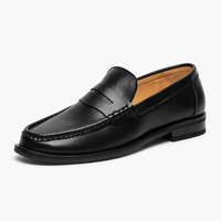 Black Penny Loafers Heeled Block