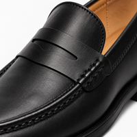 Black Penny Loafers Heeled Block