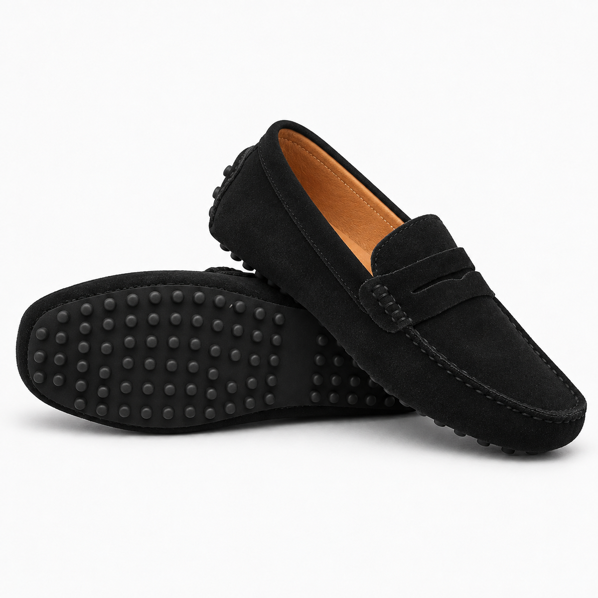 Black Suede Penny Loafers Driving