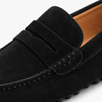 Black Suede Penny Loafers Driving