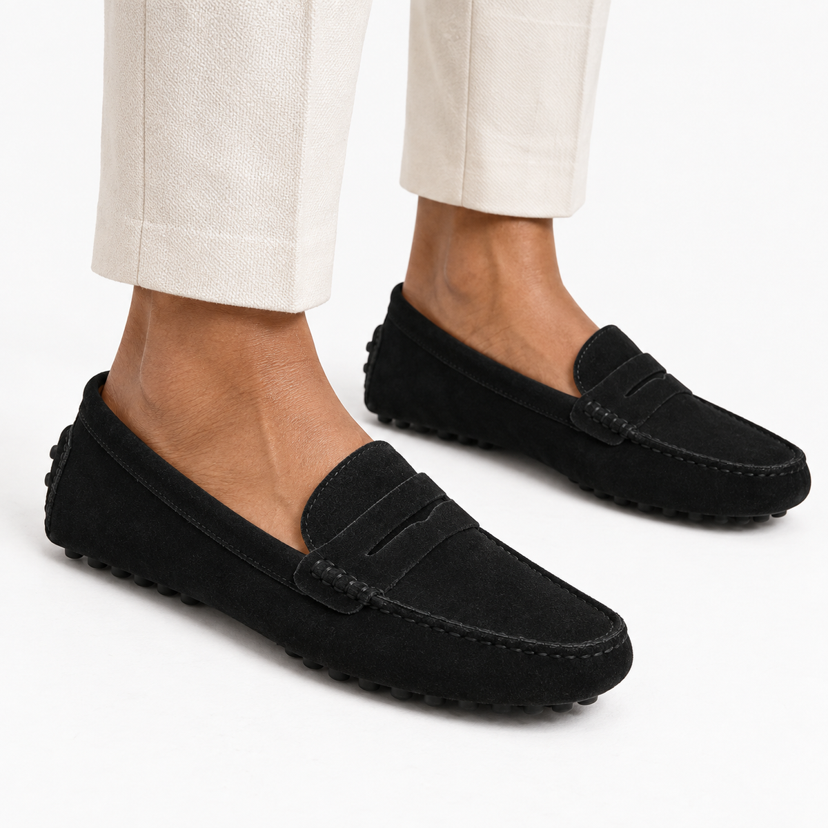 Black Suede Penny Loafers Driving