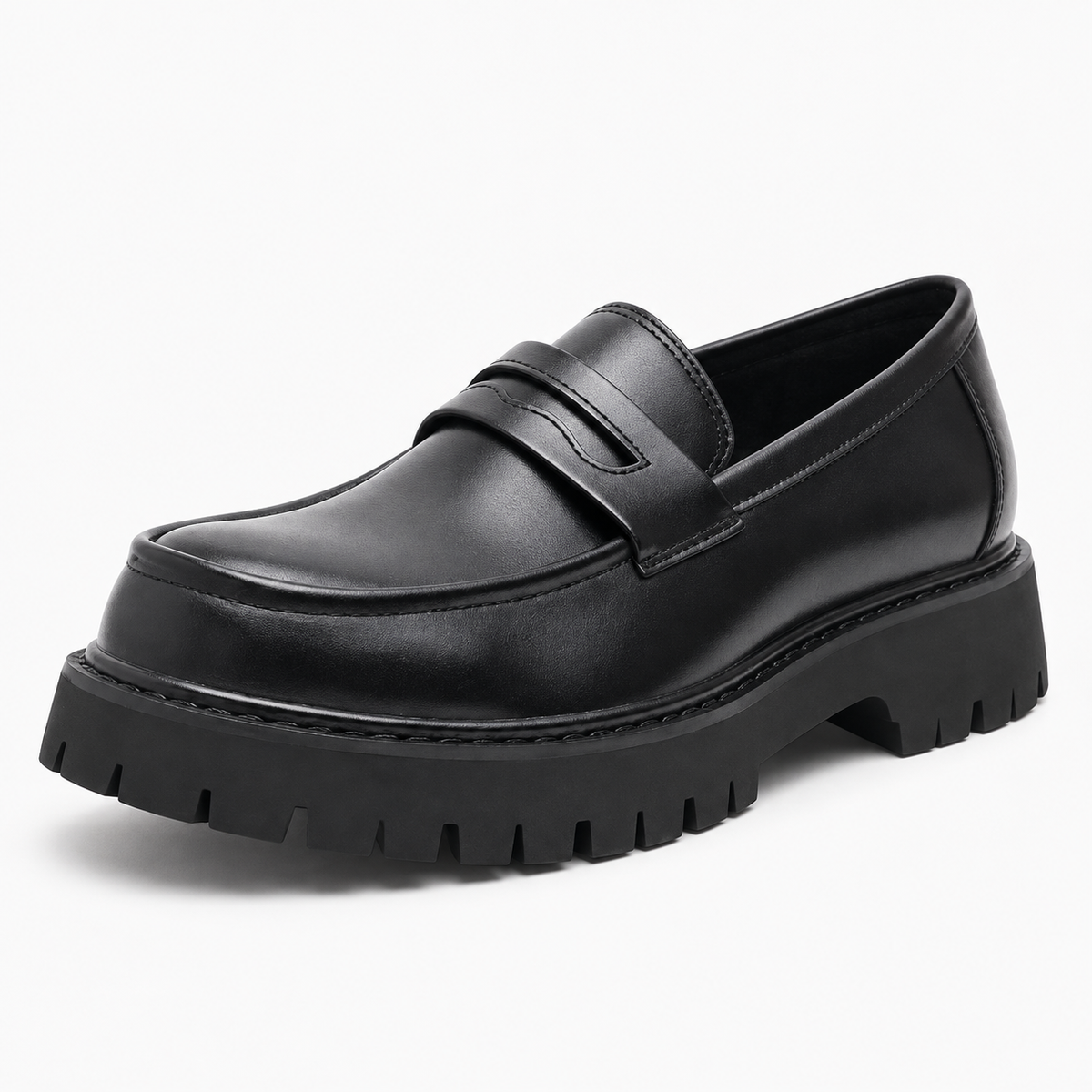 Penny Loafers Black Block Heel
