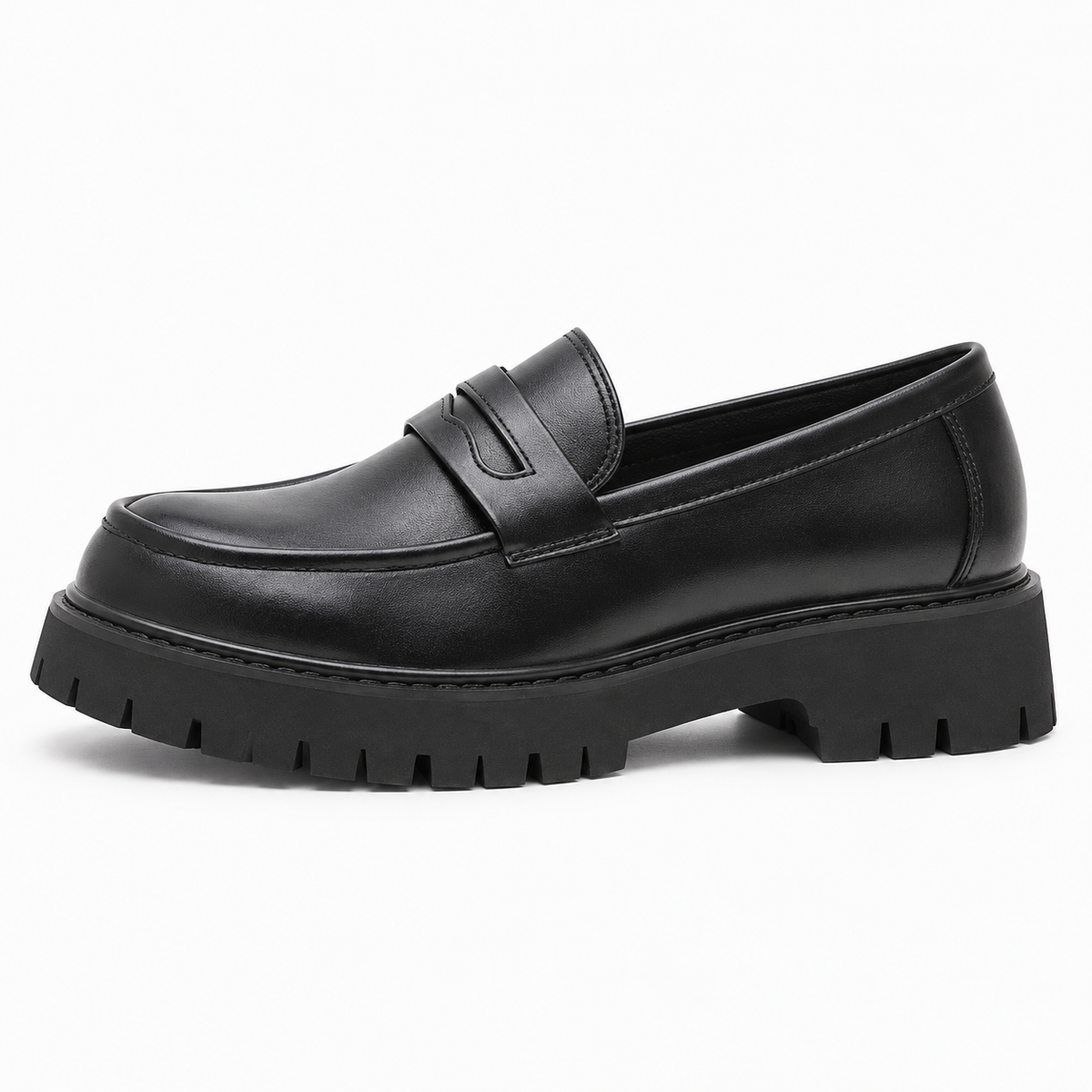 Penny Loafers Black Block Heel