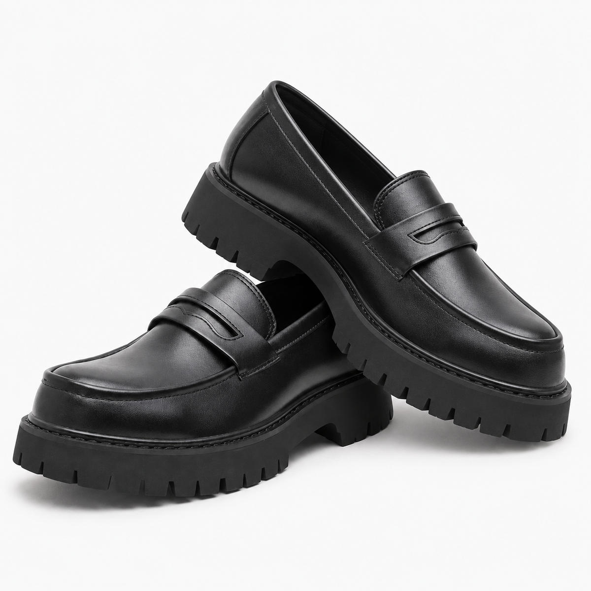 Penny Loafers Black Block Heel