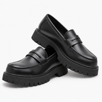 Penny Loafers Black Block Heel
