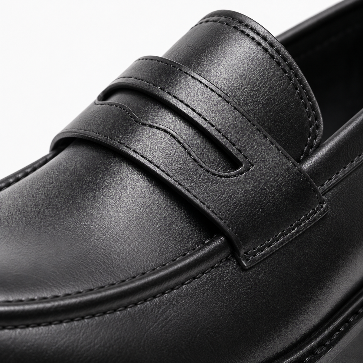 Penny Loafers Black Block Heel