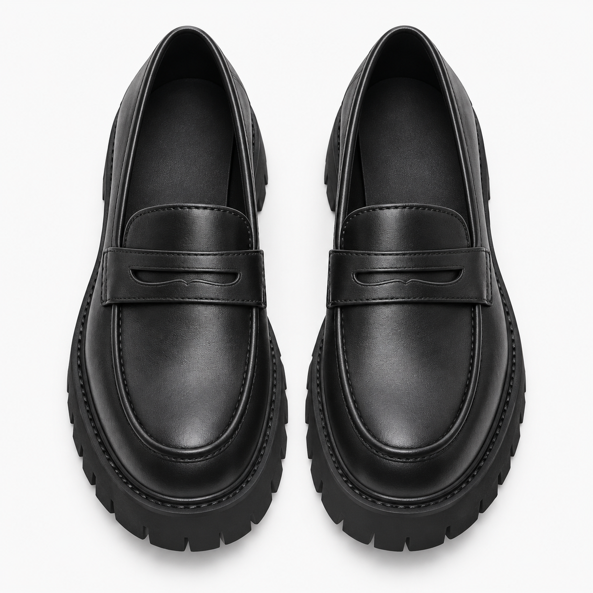 Penny Loafers Black Block Heel