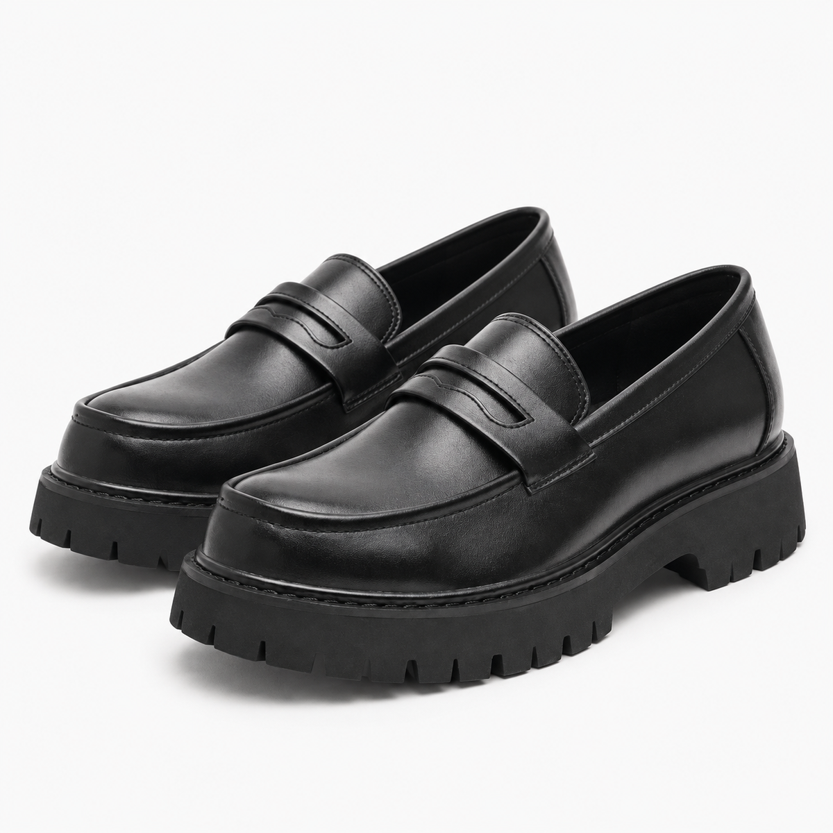 Penny Loafers Black Block Heel