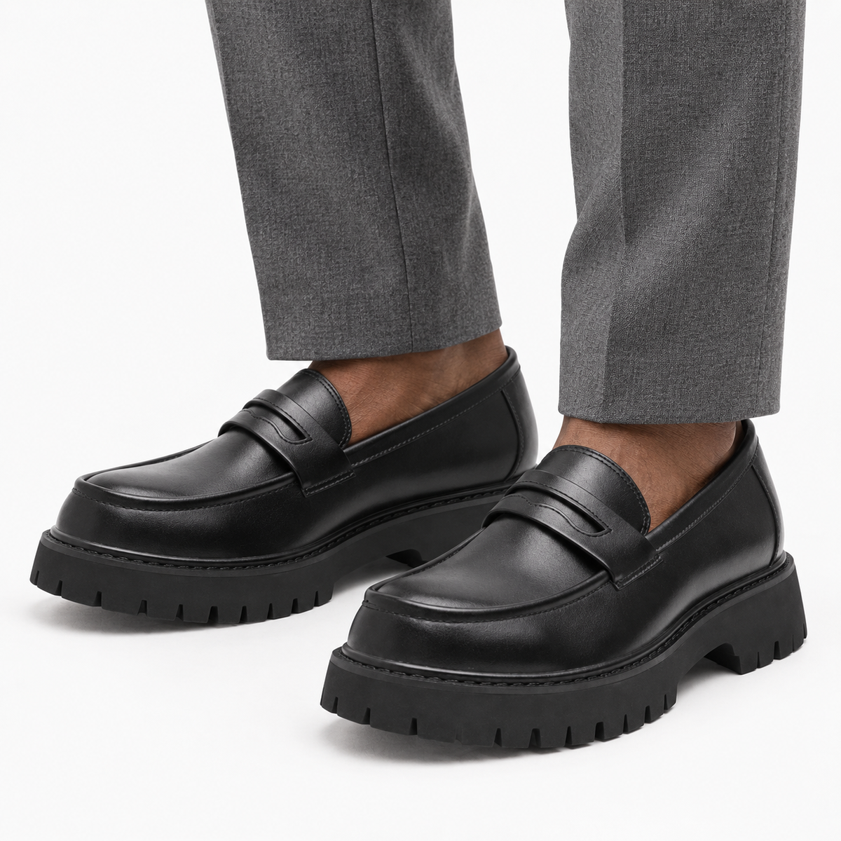Penny Loafers Black Block Heel