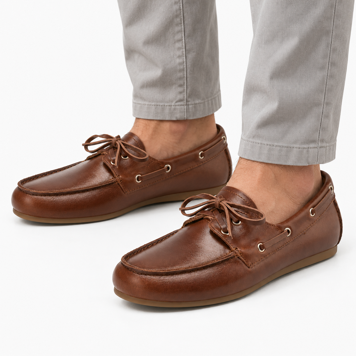 Dark Brown Leather Deck Loafers