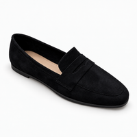 Black Heeled Suede Loafers