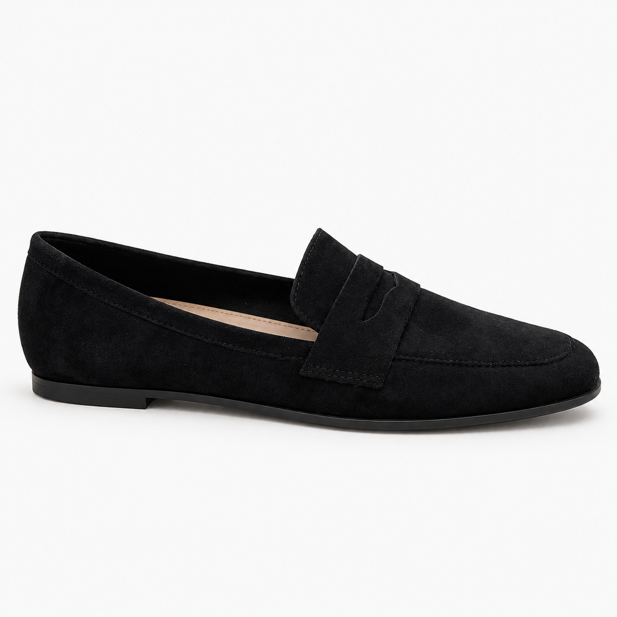 Black Heeled Suede Loafers