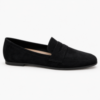Black Heeled Suede Loafers