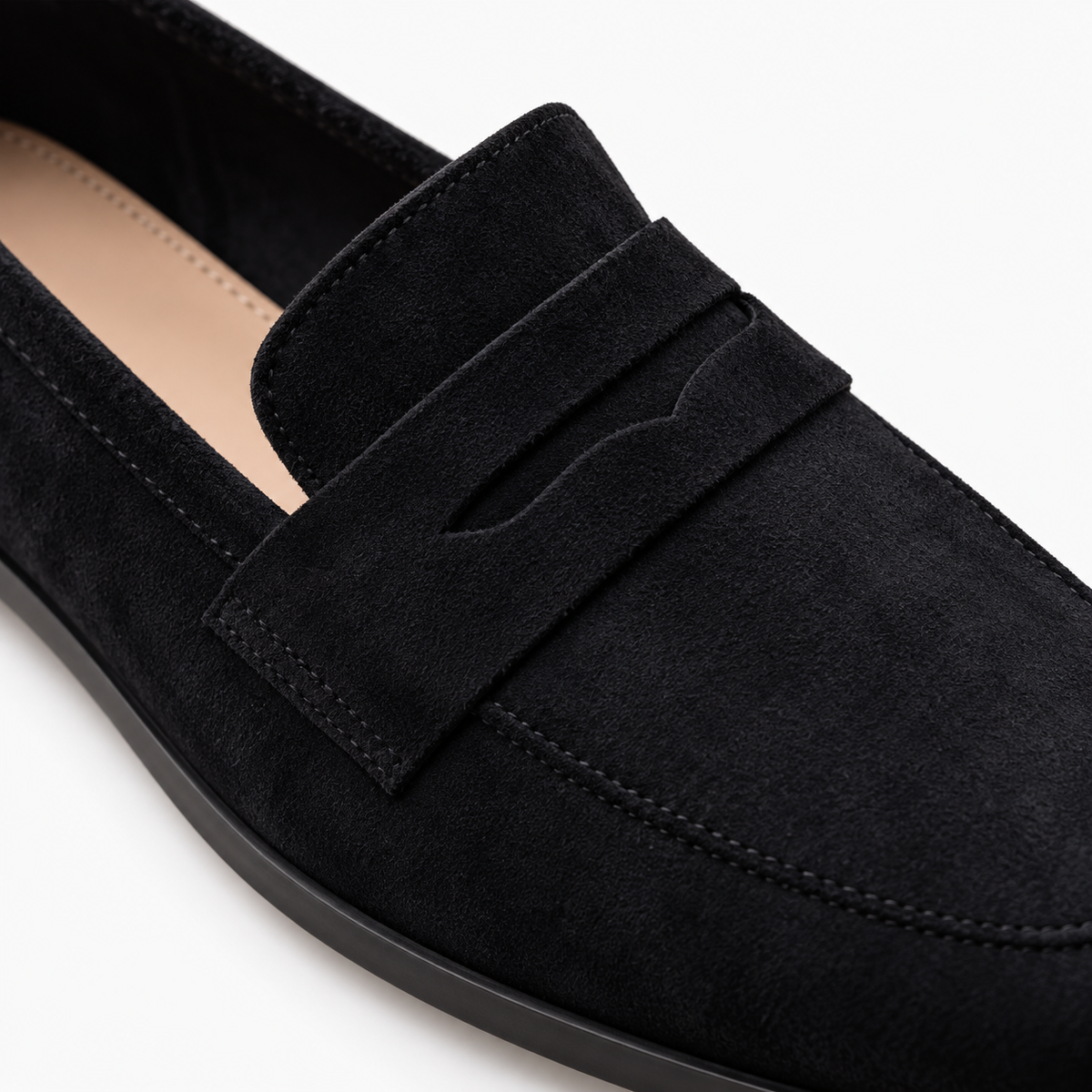Black Heeled Suede Loafers