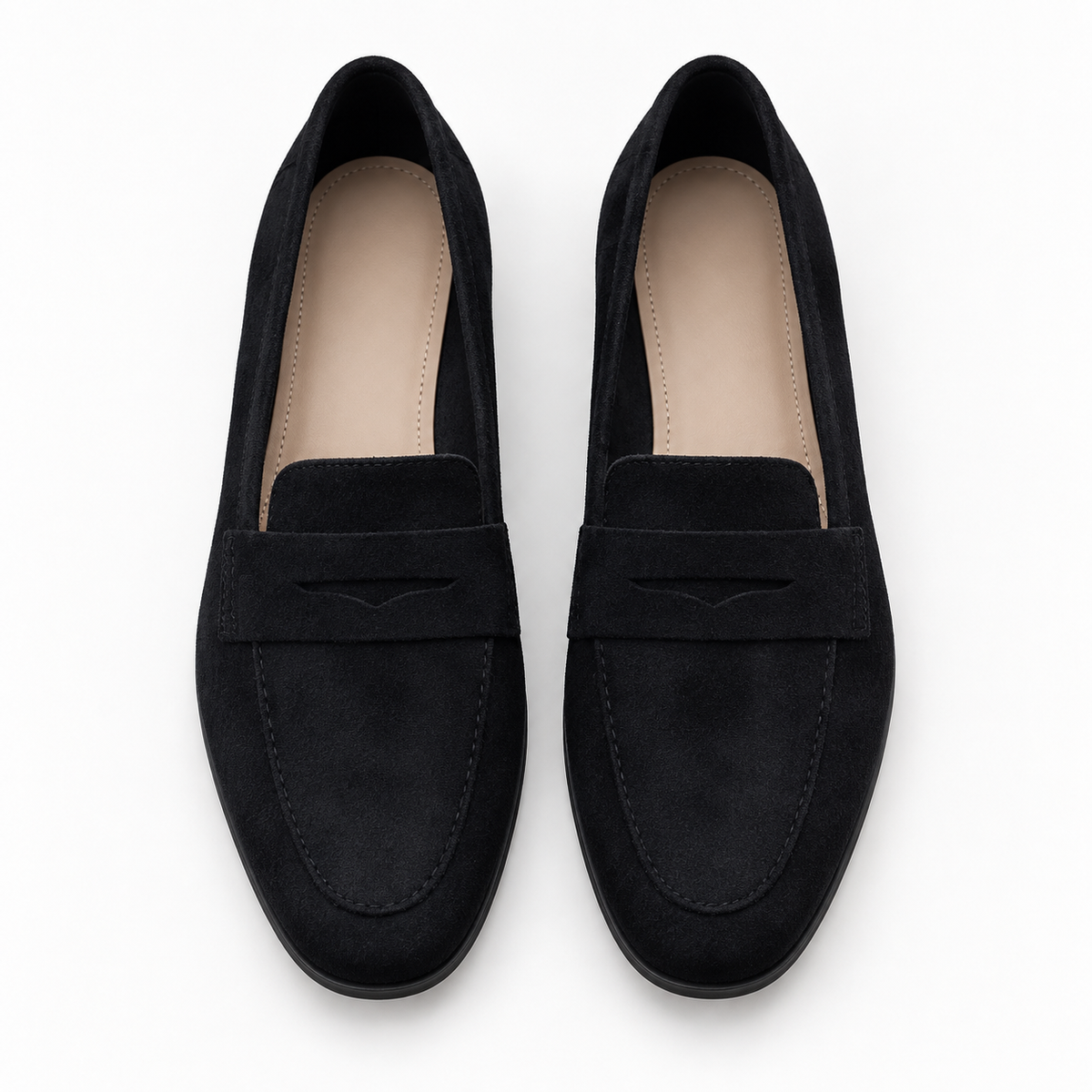 Black Heeled Suede Loafers