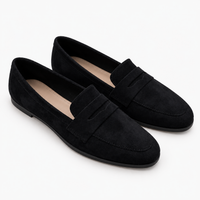 Black Heeled Suede Loafers