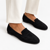 Black Heeled Suede Loafers
