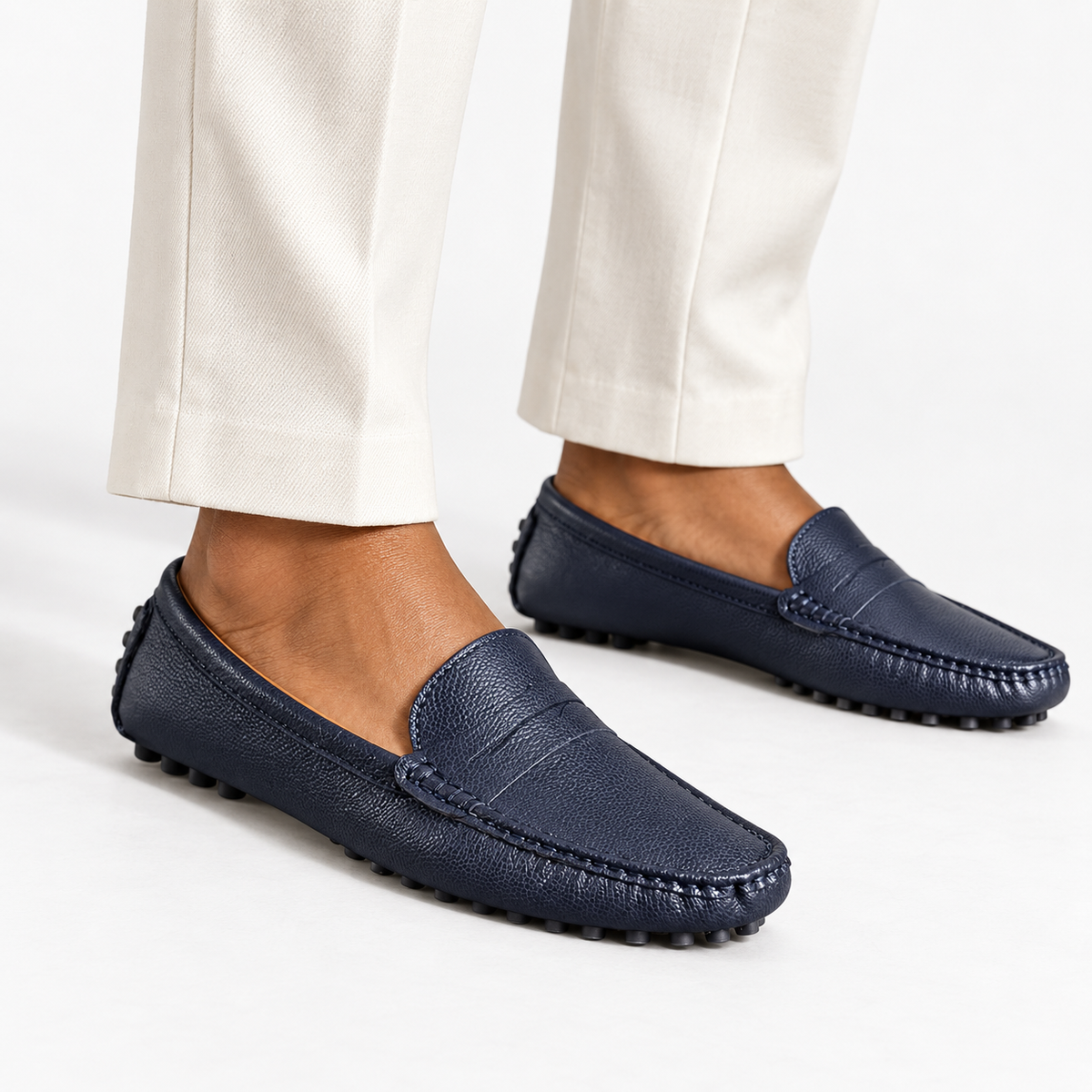 Navy Patent Boat Loafers