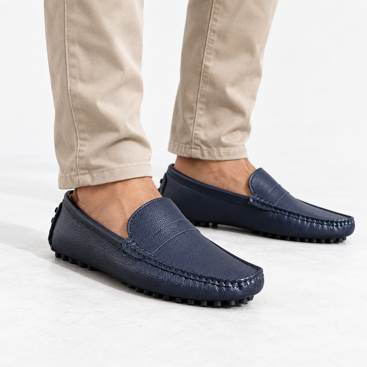 Navy Patent Boat Loafers