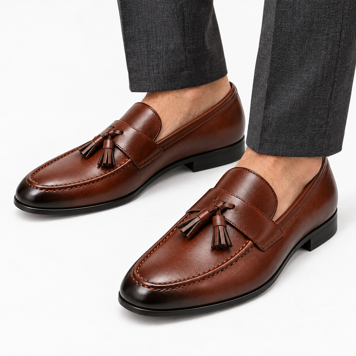Dark Brown Tassel Loafers Polished
