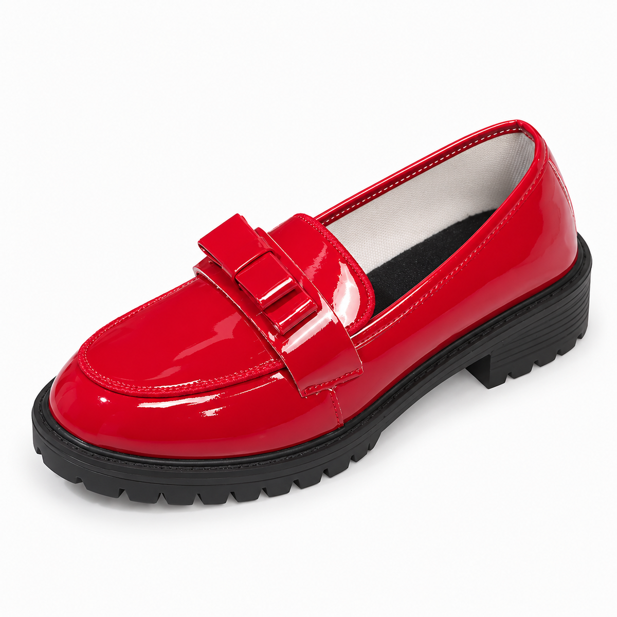 Red Patent Bow Loafers