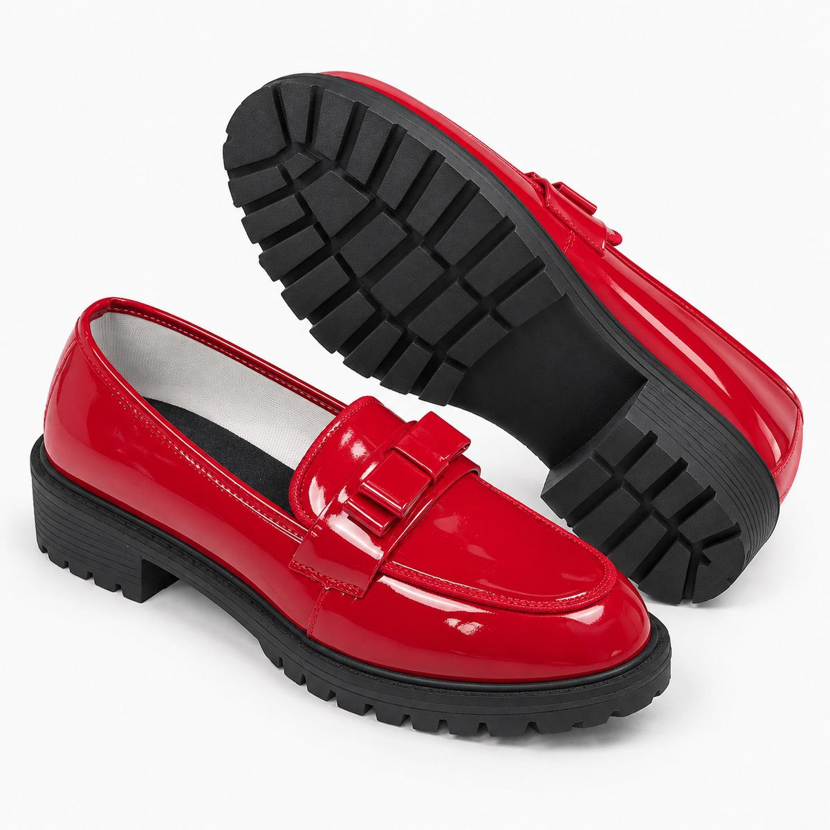 Red Patent Bow Loafers