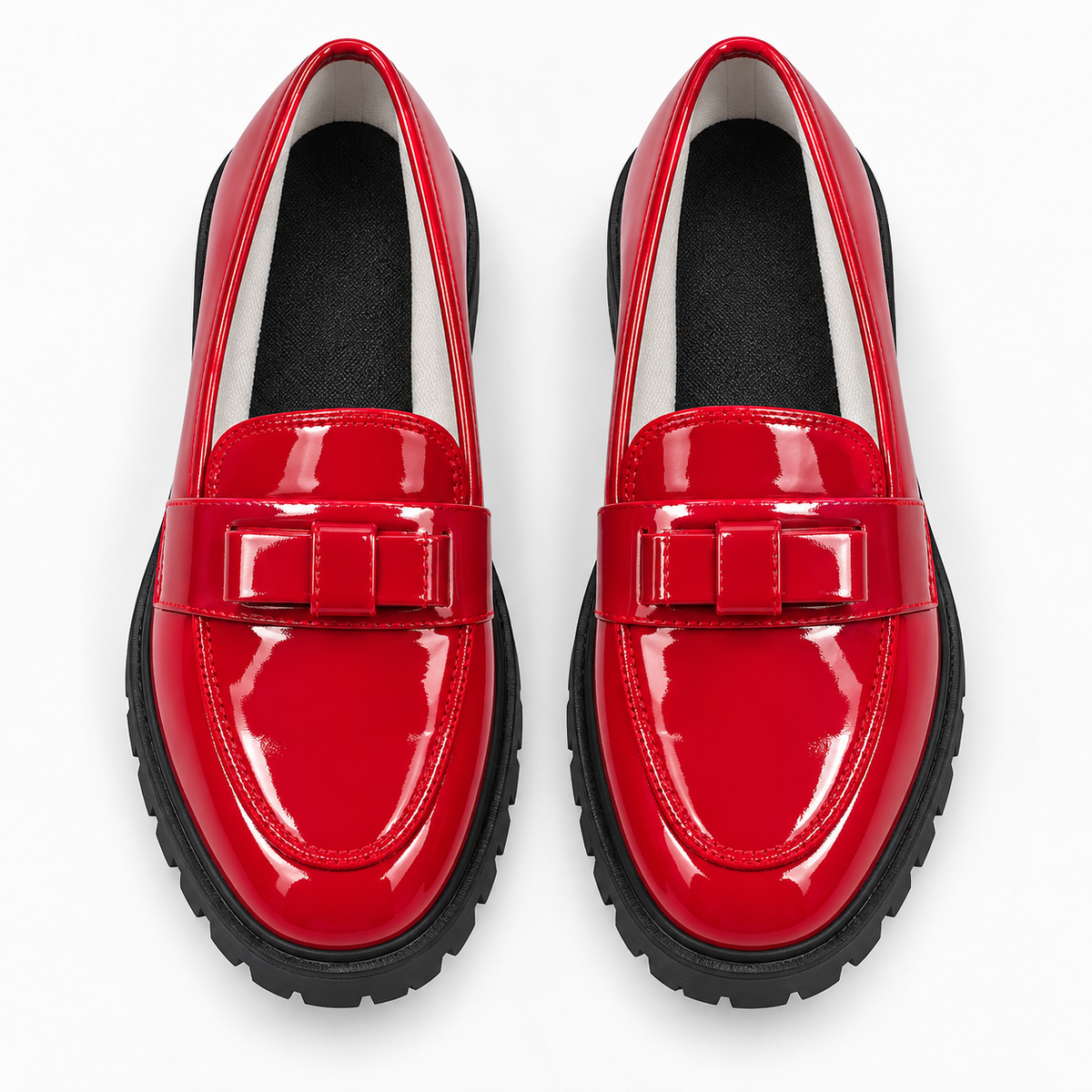 Red Patent Bow Loafers