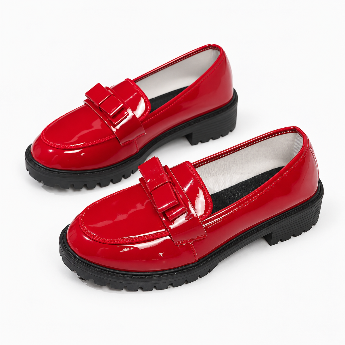 Red Patent Bow Loafers