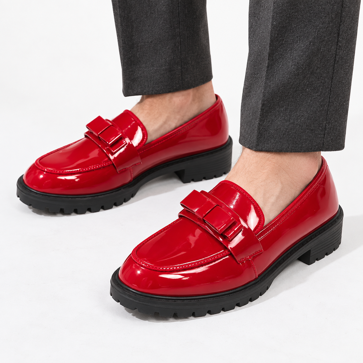 Red Patent Bow Loafers