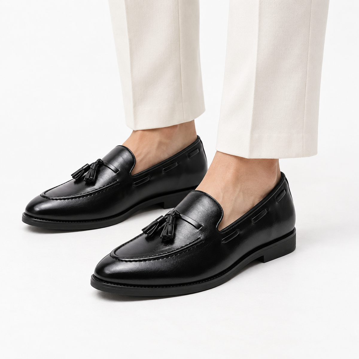 Black Patent Tassel Loafers Formal