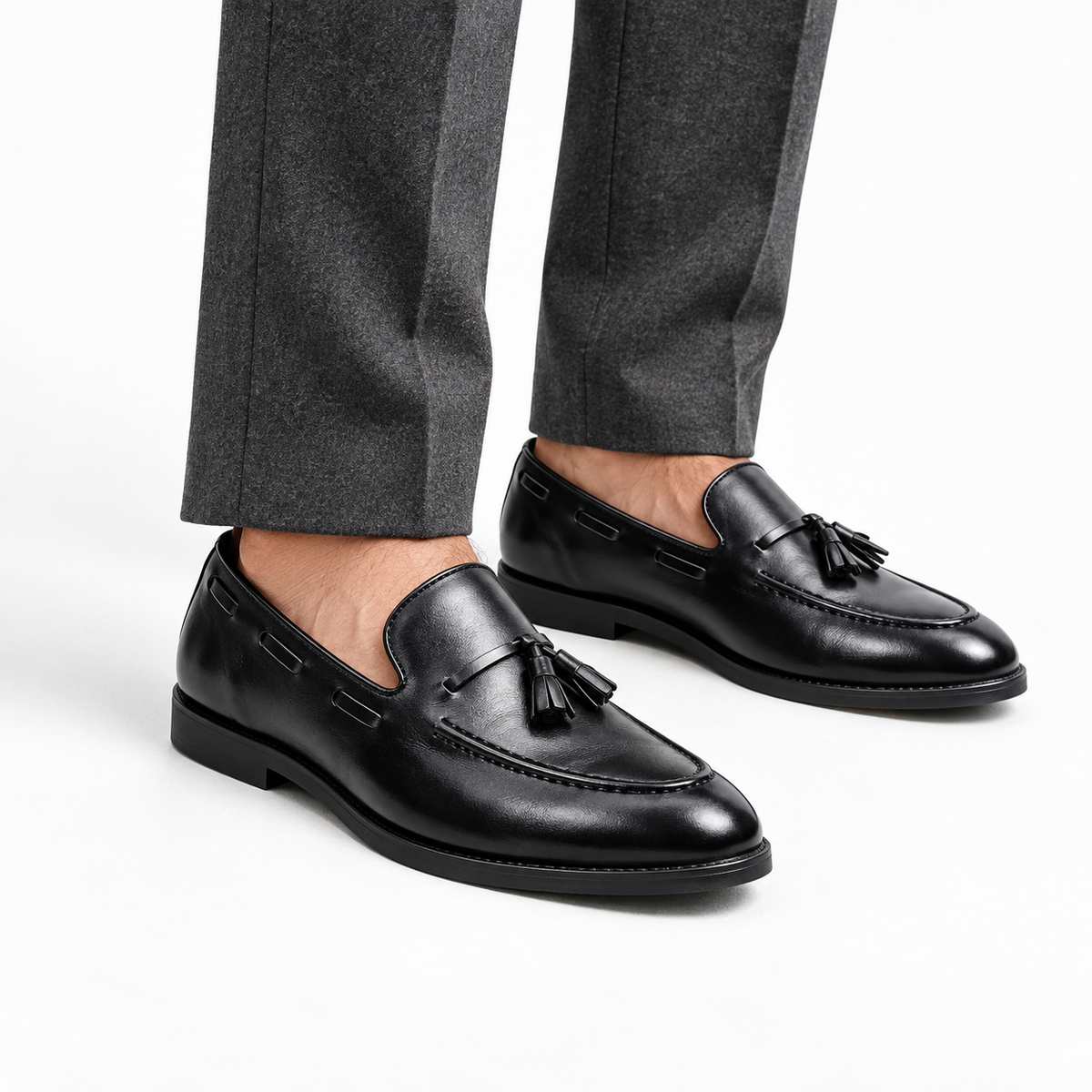 Black Patent Tassel Loafers Formal