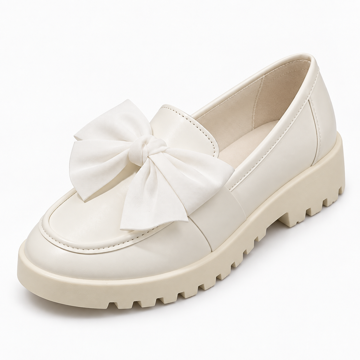 Bow Detail Platform Loafers Chunky