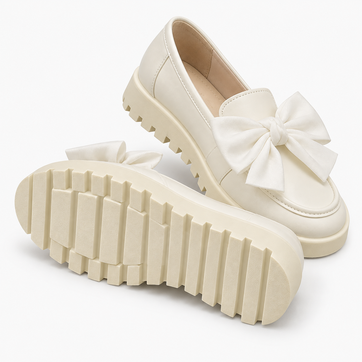 Bow Detail Platform Loafers Chunky