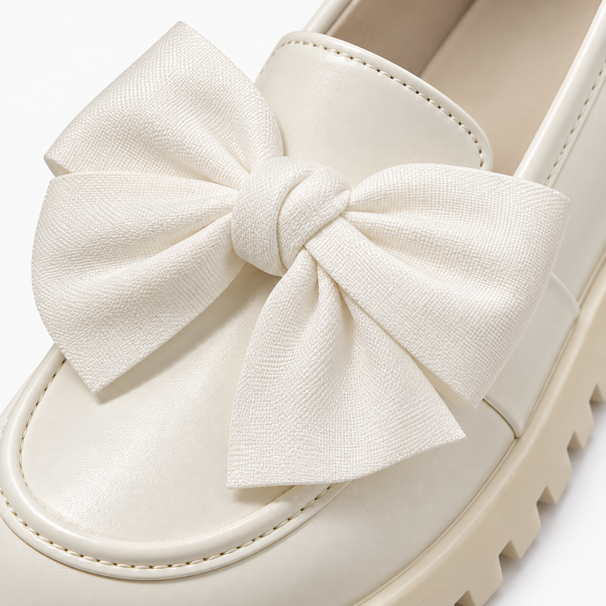 Bow Detail Platform Loafers Chunky