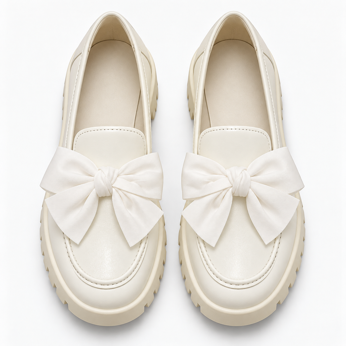 Bow Detail Platform Loafers Chunky