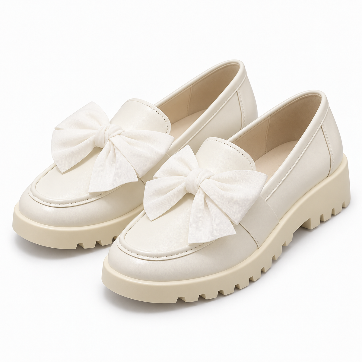 Bow Detail Platform Loafers Chunky