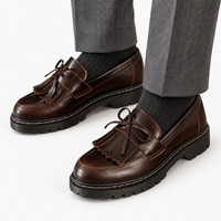 Brown Chunky Loafers Fringe Bow