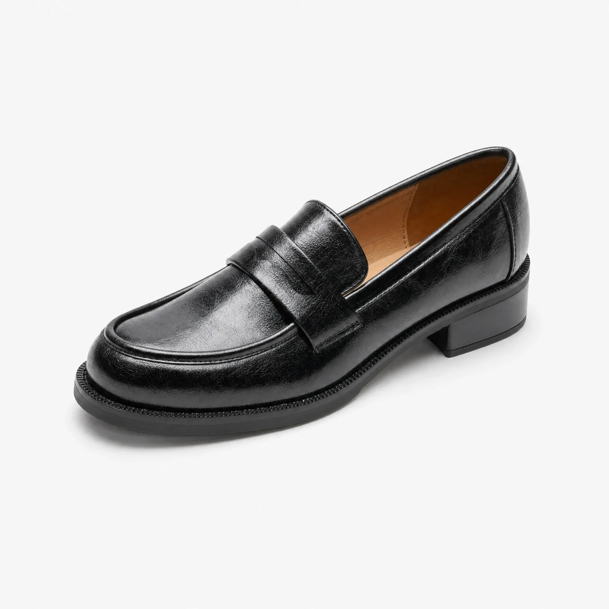 Gentry Morris 35 / Black Black Heeled Loafers Block Heel