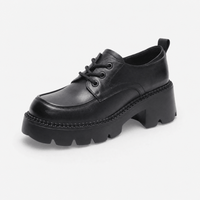 Gentry Morris 35 / Black Lace Up Platform Loafers Chunky