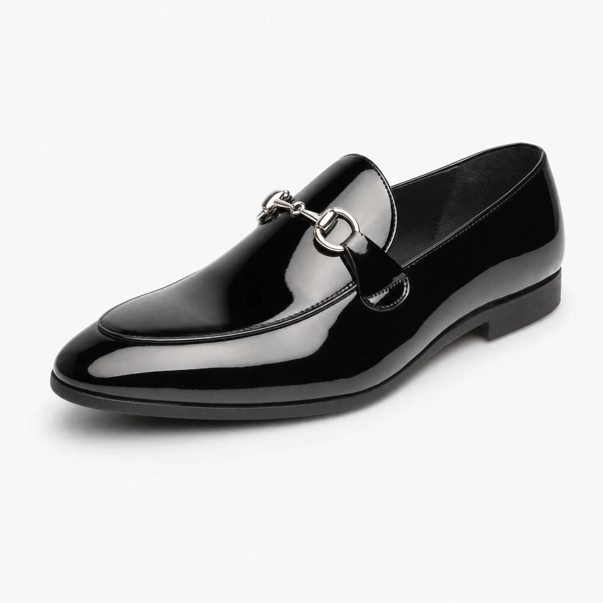 Gentry Morris 38 / Black Black Patent Horsebit Mens Loafers