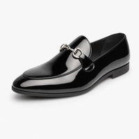 Gentry Morris 38 / Black Black Patent Horsebit Mens Loafers