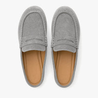 Gentry Morris Backless Platform Suede Loafers Grey