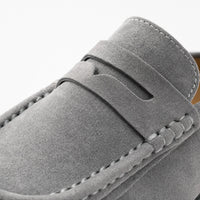 Gentry Morris Backless Platform Suede Loafers Grey