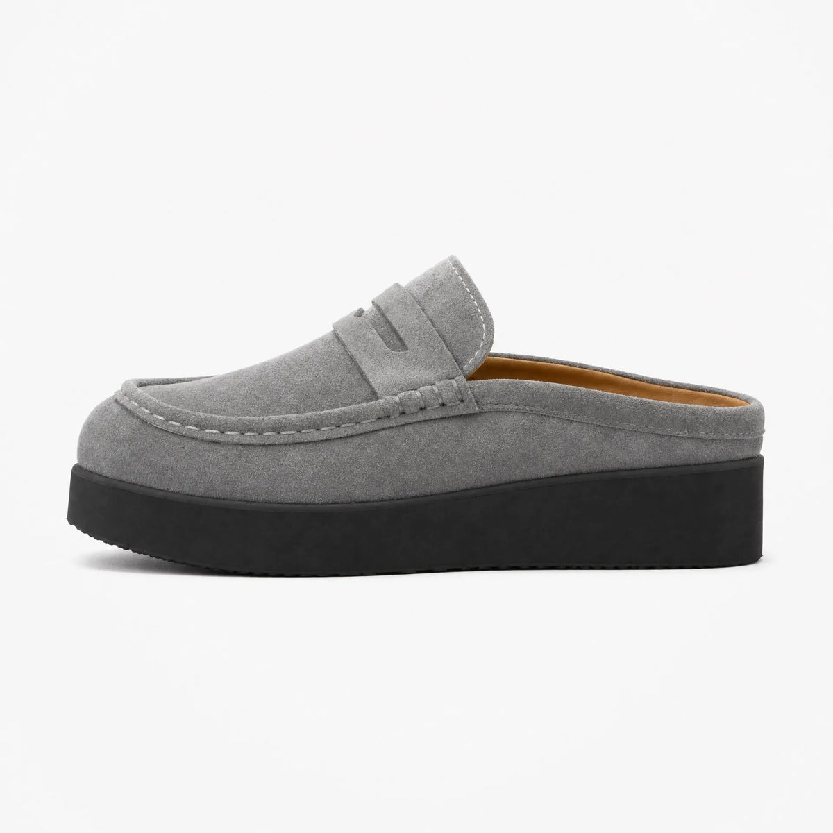 Gentry Morris Backless Platform Suede Loafers Grey