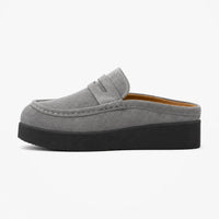 Gentry Morris Backless Platform Suede Loafers Grey