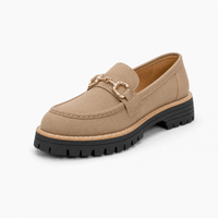 Gentry Morris Beige / 1 Suede Platform Loafers Chain Strap