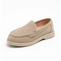 Gentry Morris Beige / 21 Flat Suede Loafers Stitched Detail