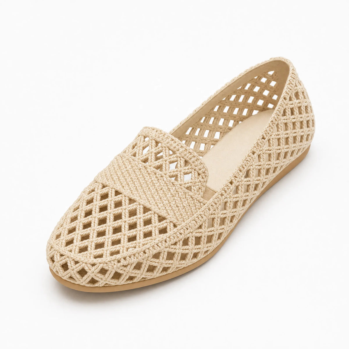 Gentry Morris Beige / 3.5 Woven Loafers Cutout Slip On