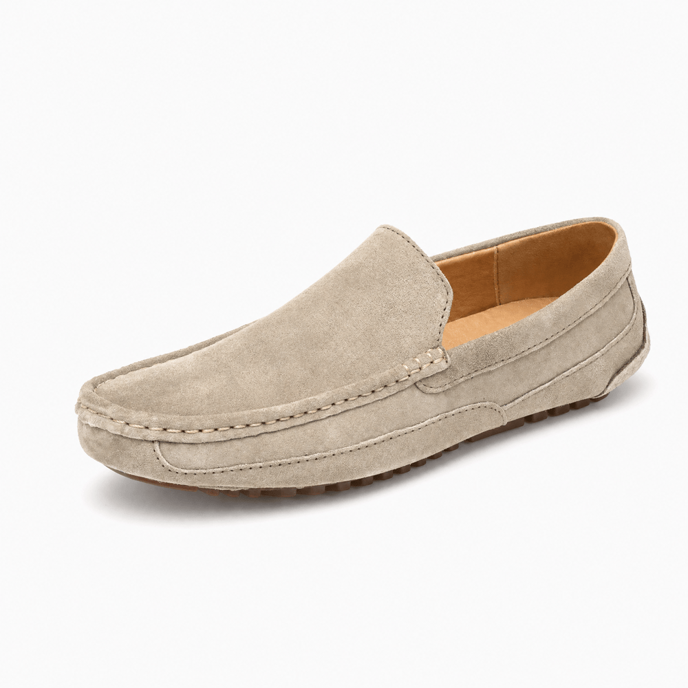 Gentry Morris Beige / 38 Brown Driving Suede Loafers Stitched