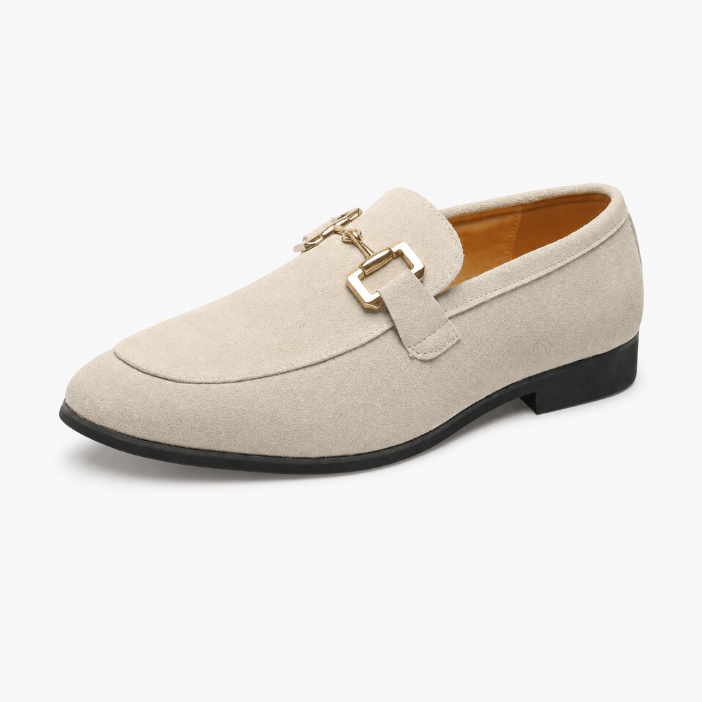 Gentry Morris Beige / 5 Horsebit Suede Mens Loafers